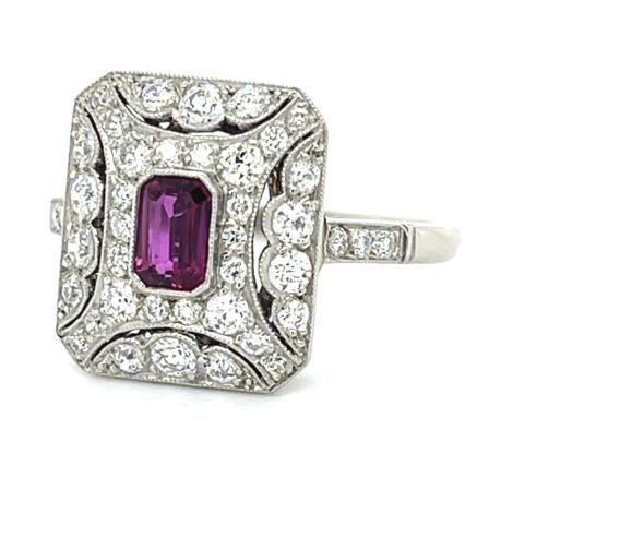 .50ct Ruby 1ct Diamond Platinum Handmade Ring