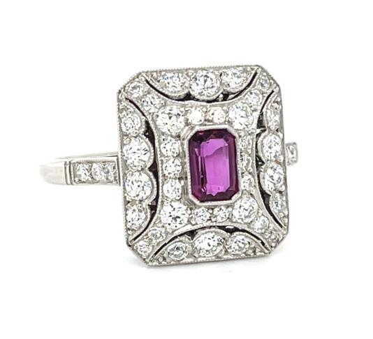 .50ct Ruby 1ct Diamond Platinum Handmade Ring