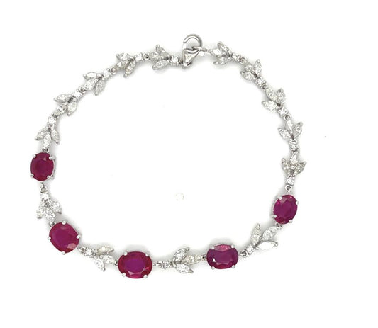 6.22ct Ruby 4.50ct SD Platinum Ruby Bracelet