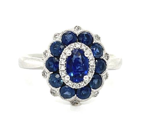 1.64ct Sapphire .14ct Diamond Platinum Ring