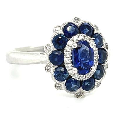 1.64ct Sapphire .14ct Diamond Platinum Ring