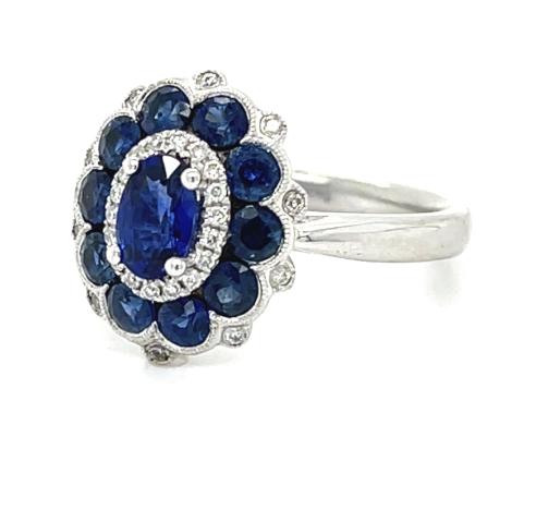 1.64ct Sapphire .14ct Diamond Platinum Ring