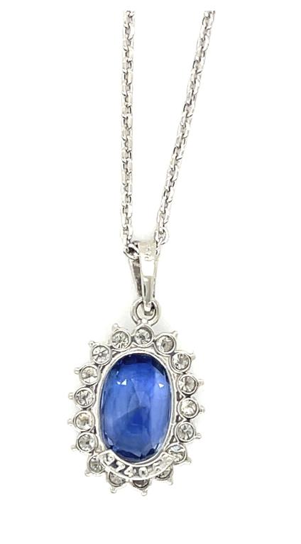 3.94ct Sapphire .53ct Diamond Platinum Pendant