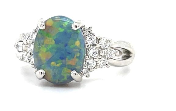 2.04ct Semi Black Australian Opal Ring