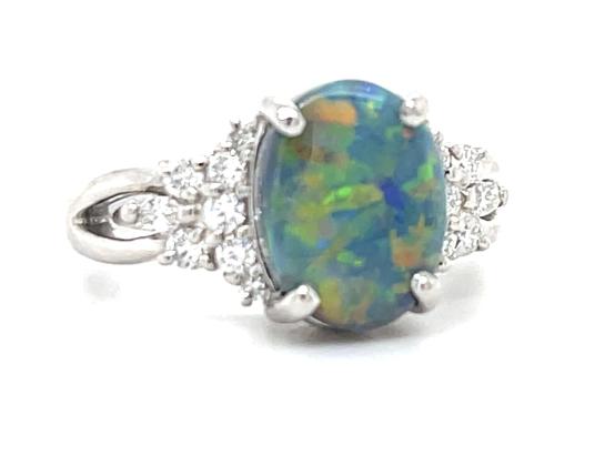 2.04ct Semi Black Australian Opal Ring