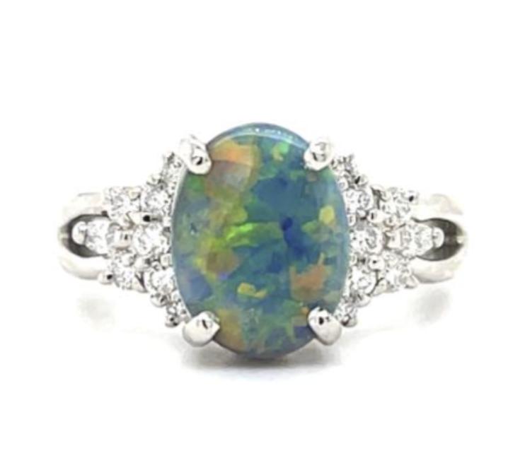 2.04ct Semi Black Australian Opal Ring