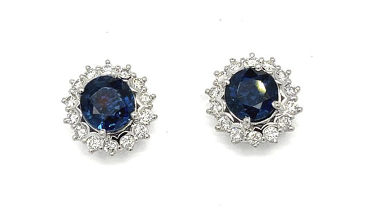 2.75ct Sapphire .51ct Platinum Earrings