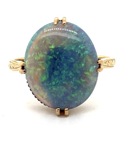 4.30ct 18KY Australian Black Opal Ring