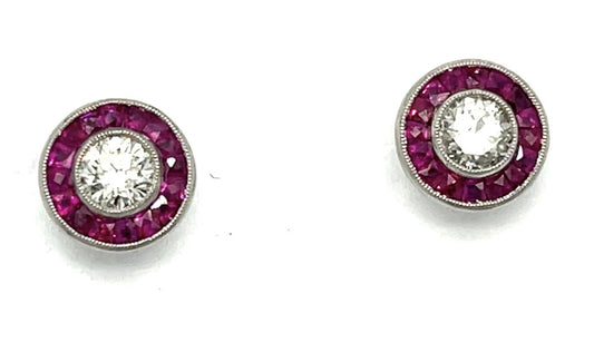.80ct Ruby .40ct Diamond Platinum Earrings