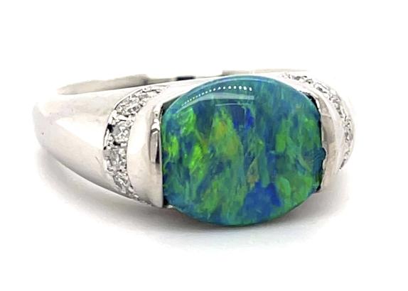2.77ct Black Australian Opal Platinum Ring