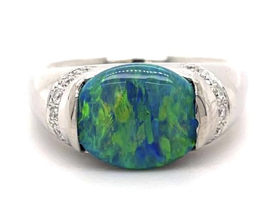 2.77ct Black Australian Opal Platinum Ring