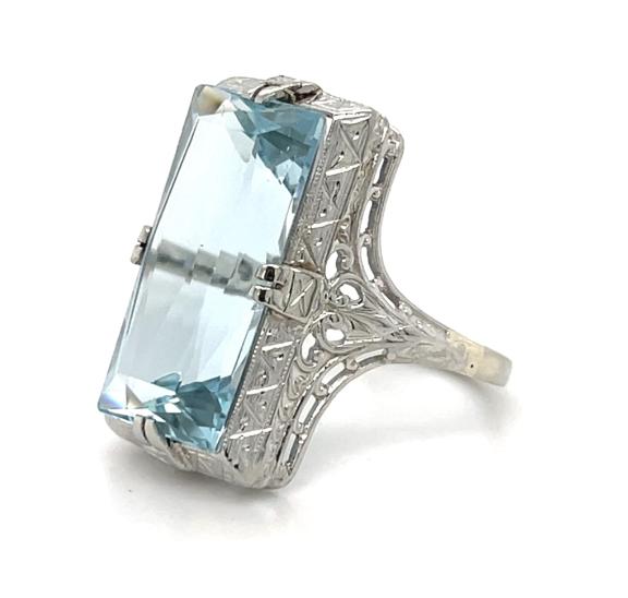 Original Art Deco 11.07ct Aquamarine 14KY Ring
