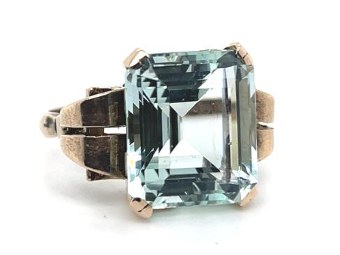Original Retro 10ct Aquamarine 14K Ring