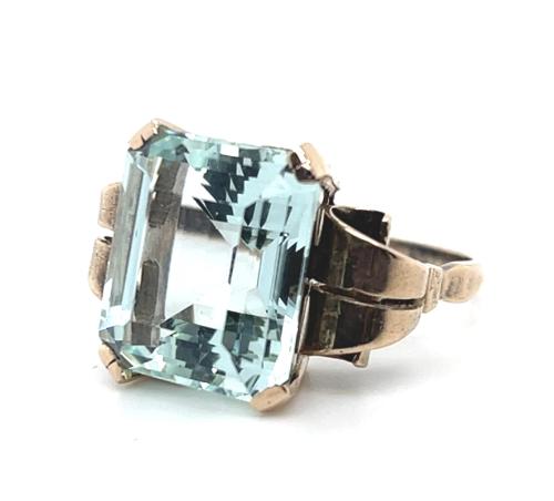 Original Retro 10ct Aquamarine 14K Ring