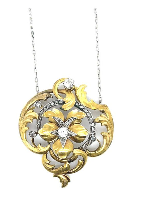 Original Victorian .45ct European Diamond 18K+ Silver Pendant