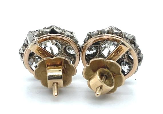 Original Victorian 2.75ct Diamond Silver on 14K Earrings