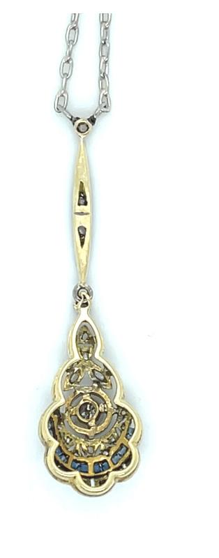 .16ct Diamond .12ct Sapphire PT+18K Pendant