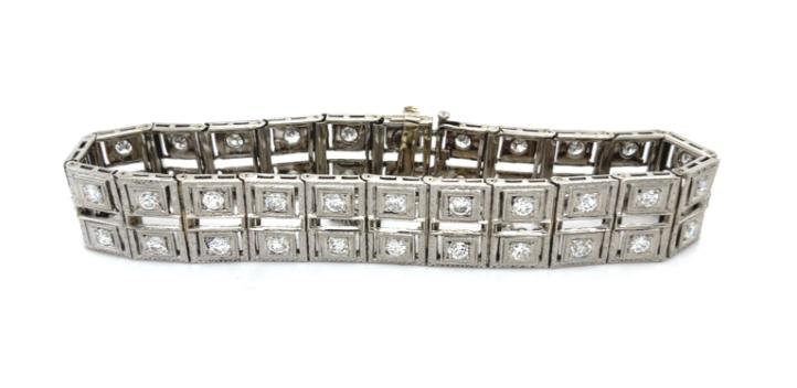Original Art Deco 5.50ct Diamond 14K +PT Bracelet