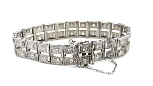 Original Art Deco 5.50ct Diamond 14K +PT Bracelet