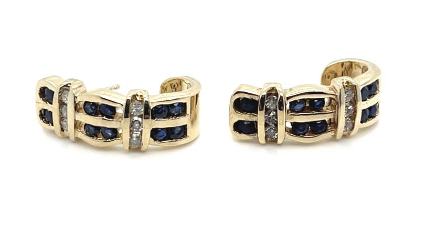 1ct Sapphire .24ct Diamond 14K Earrings
