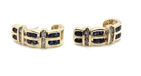 1ct Sapphire .24ct Diamond 14K Earrings