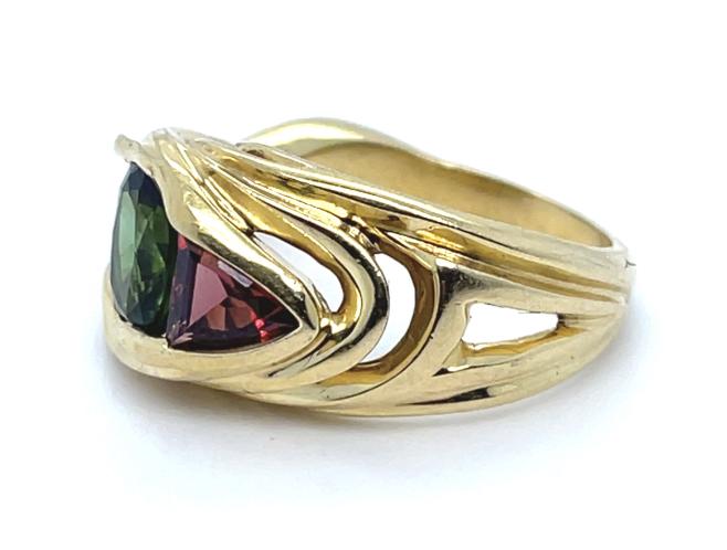 2ct Tourmaline 1.5ct Garnet 18KY Ring