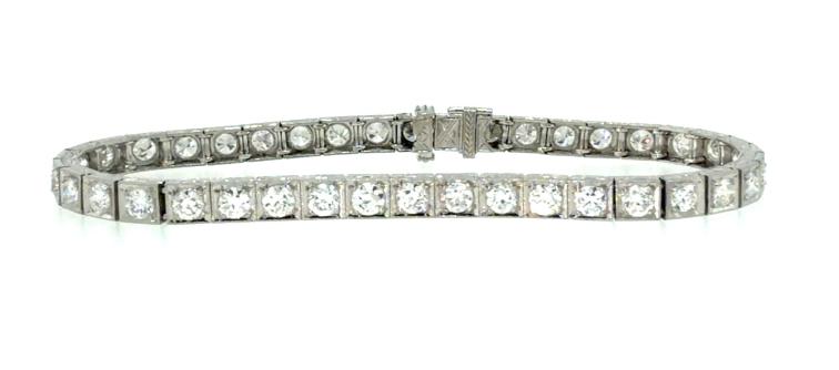 Art Deco PT 5.20ct Diamond Tennis Bracelet (Antique 1920s) 5.20ct Euro Dia