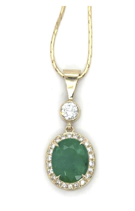 4.16ct Emerald 14KY Pendant .89ct SD 7.54g 20"