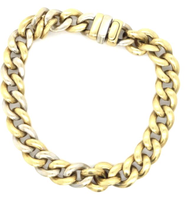 18K 2 Tone Italian Bracelet (Circa 1970s) 7.75" 50.20g