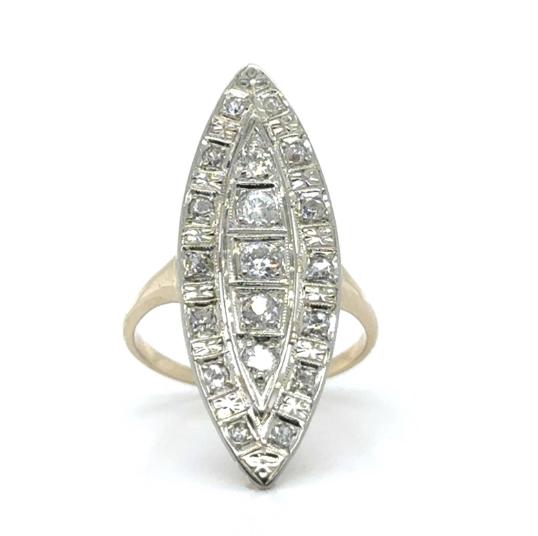 Original Edwardian .90ct OEC 14KY 2 Tone Ring 1.25" 4.10g 6 Size
