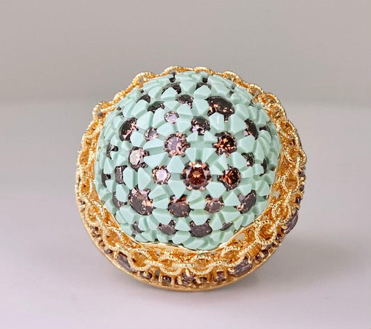 Signed Italian Pinkish-Brown Diamond Ring