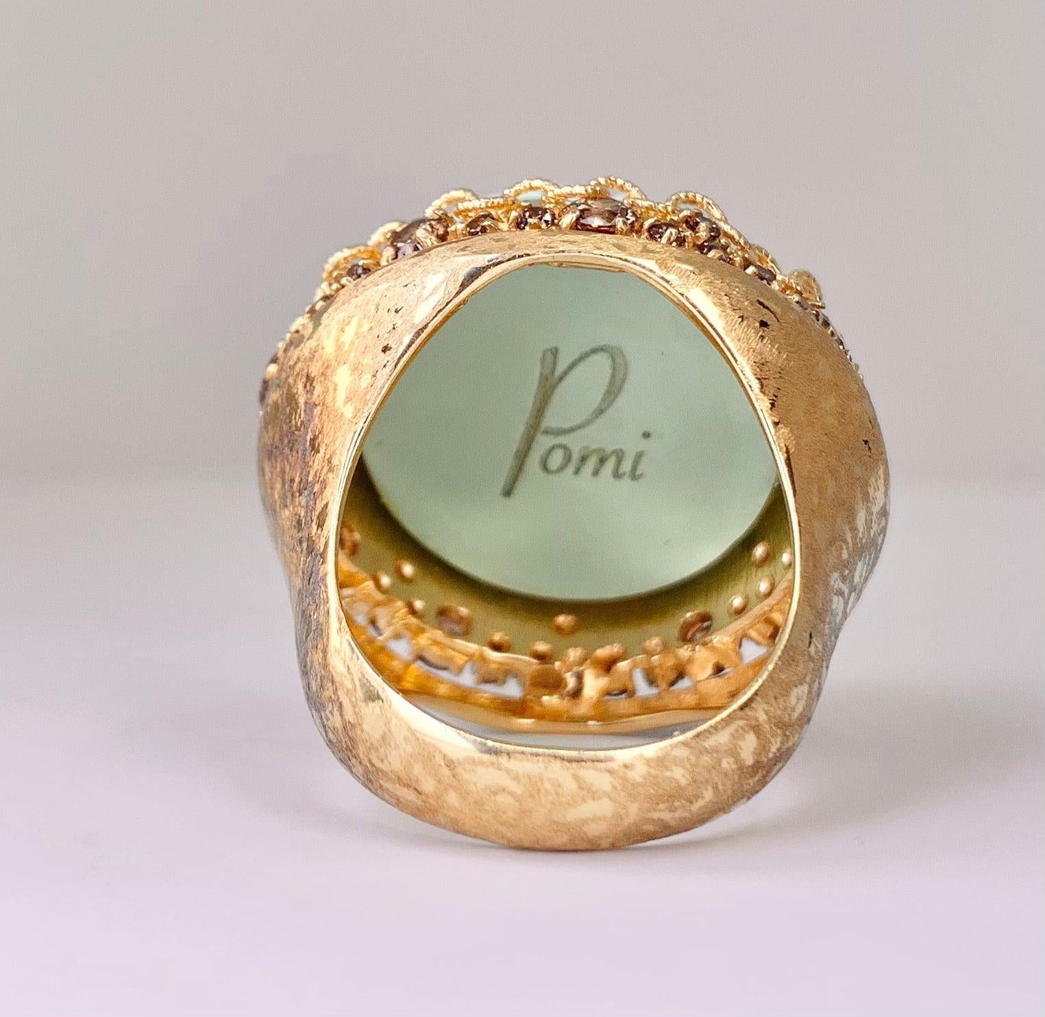 Signed Italian Pinkish-Brown Diamond Ring