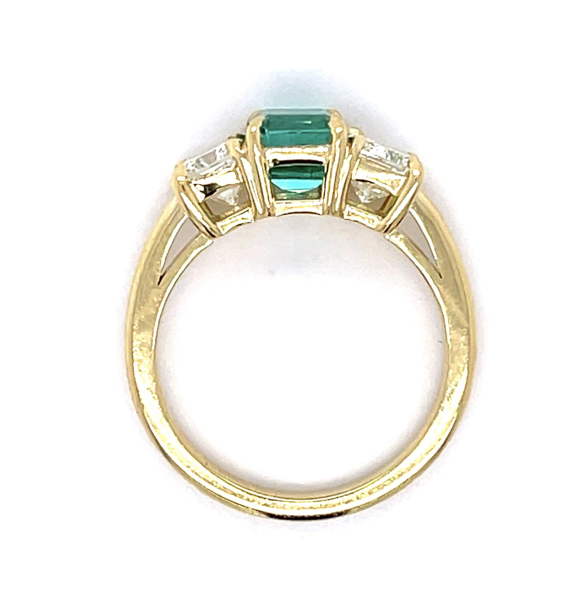 1.35ct F1 GIA Colombian Emerald 1.49ct Diamond 18KY
