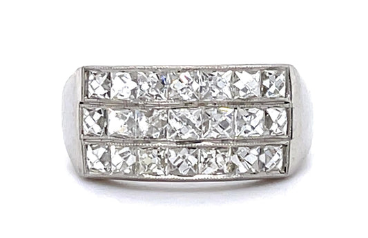 1.70ct H VS1 (32 French Diamonds) Platinum Handmade Ring 6.50g 6 Size