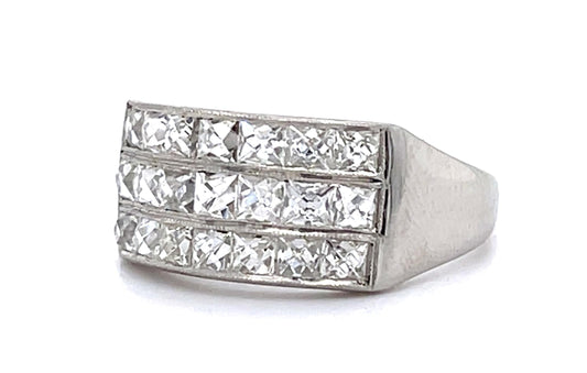 1.70ct H VS1 (32 French Diamonds) Platinum Handmade Ring 6.50g 6 Size