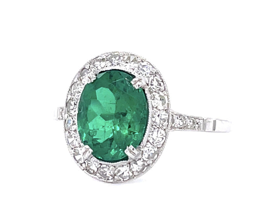 PT Columbian Emerald Ring EM= 1.58ct Size 7 3.24g GIA cert 223548042