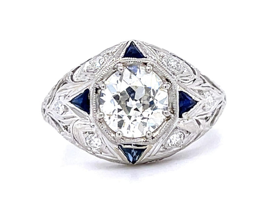 Art Deco 1.45ct Old European Diamond PT Ring (Antique 1920s) 1.18ct SD 6.25 5g