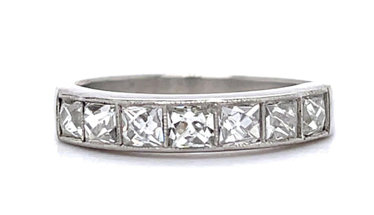 .80ct French Diamond Platinum Halfway Band 4.1g 6 Size