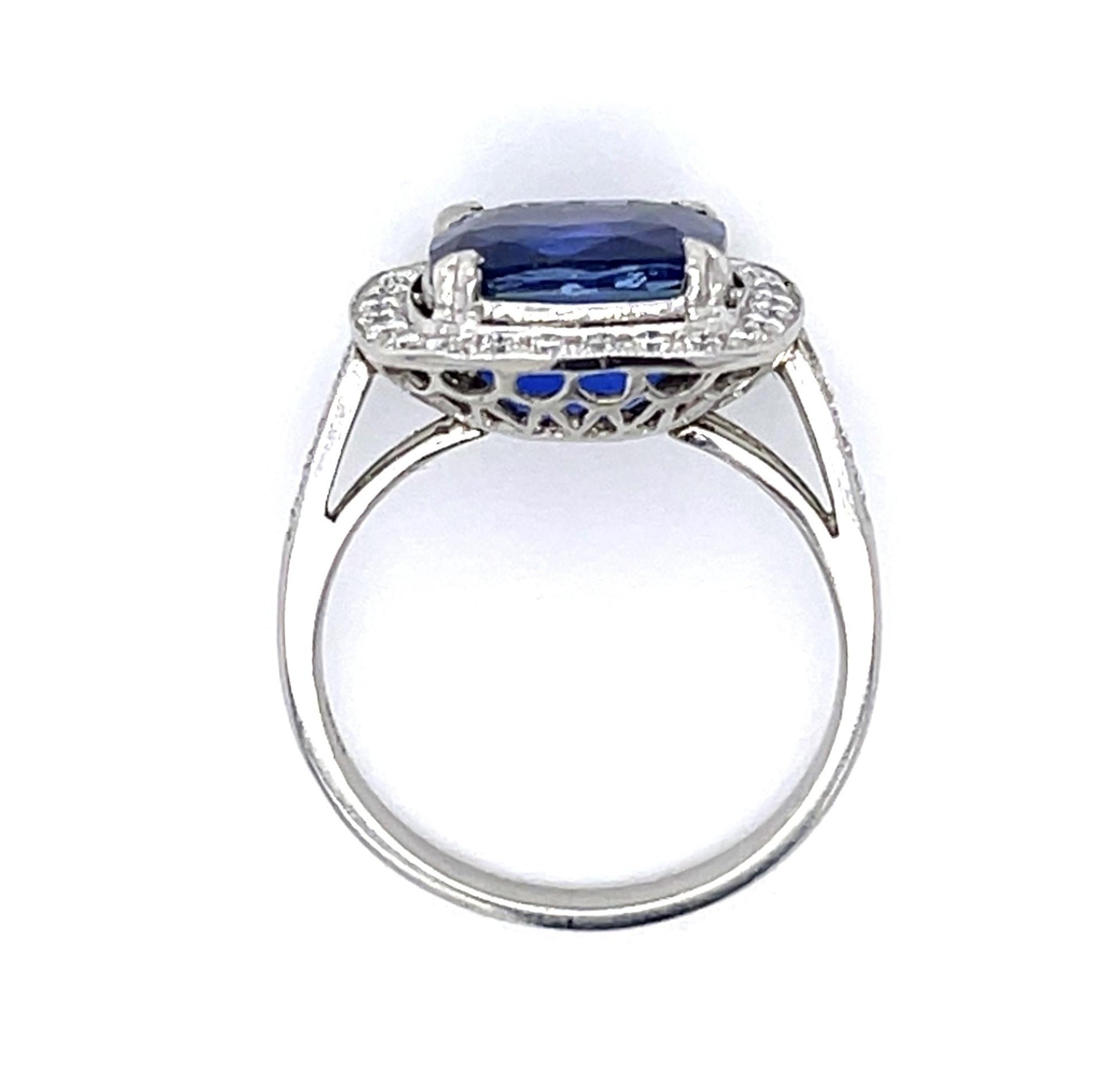 4.67ct Royal Blue Heated Ceylon Sri Lanka Sapphire & 0.66ctw Diamond Ring GIA