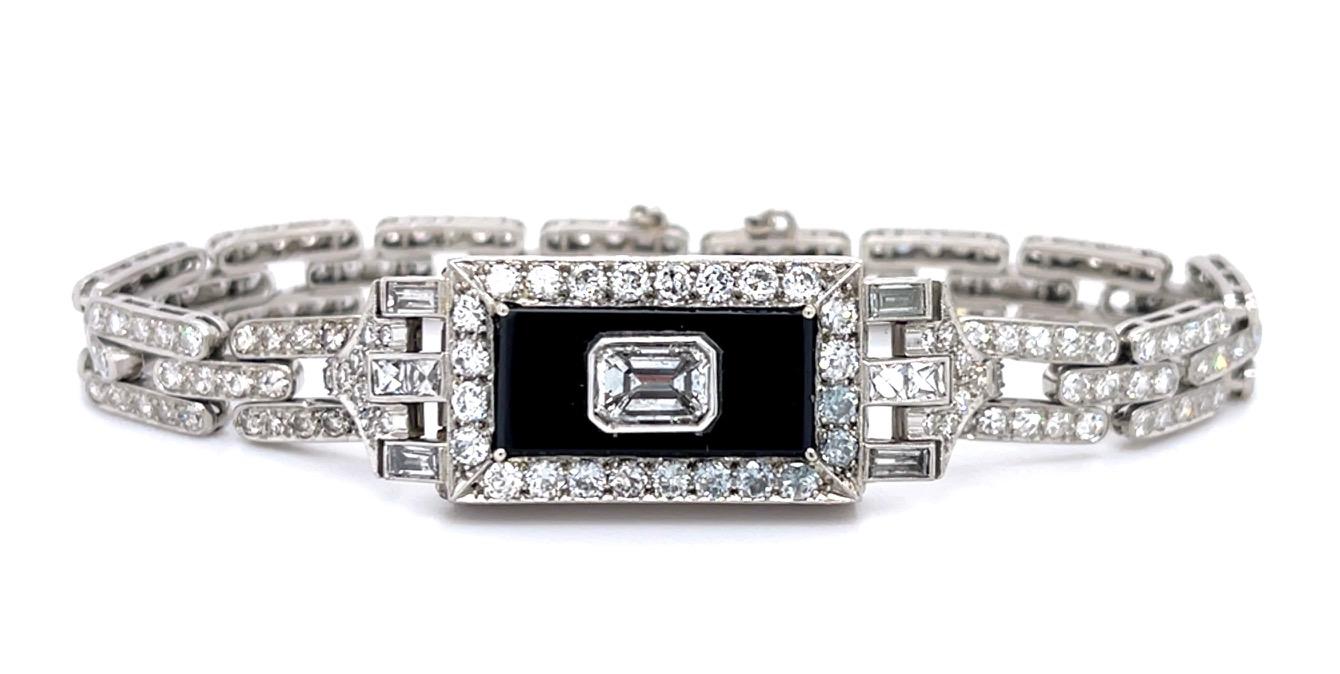 Art Deco .97ct E SI2 Emerald Cut Diamond PT Bracelet (Vintage 1930s) 4.14ct SD