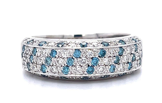 1.20ct Blue Diamond 18KW Band 9.51g 8.50 Size