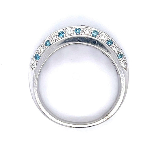 1.20ct Blue Diamond 18KW Band 9.51g 8.50 Size