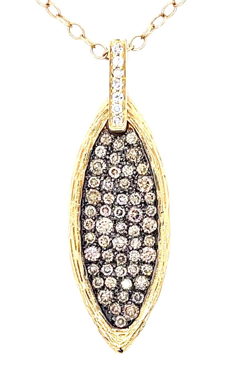 1ct Champagne Diamond 14KY Estate Pendant 4.45g 17"