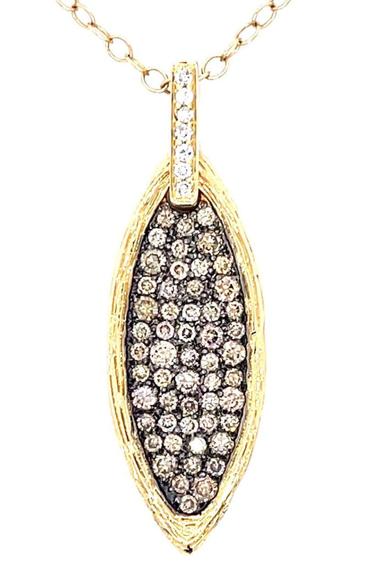 1ct Champagne Diamond 14KY Estate Pendant 4.45g 17"