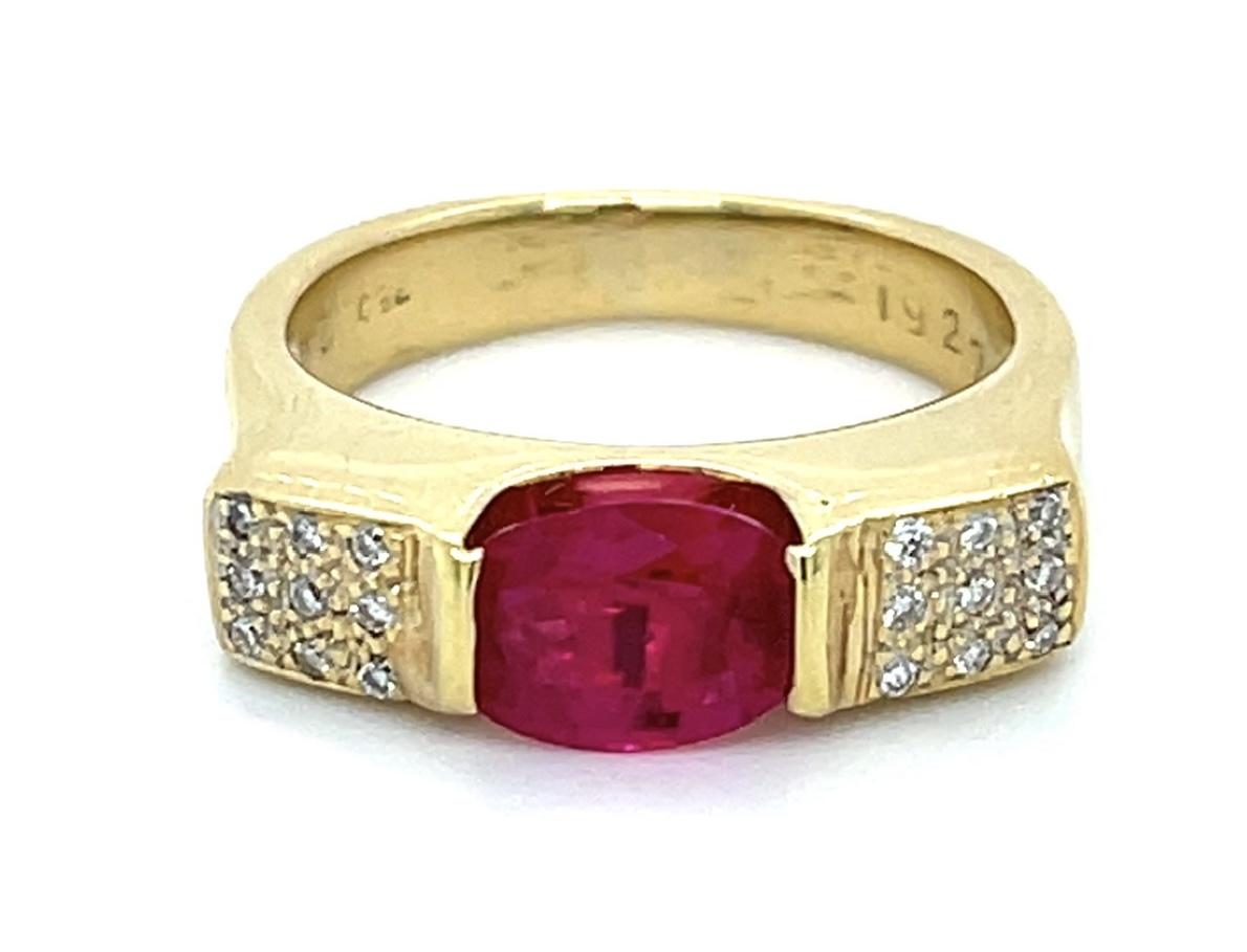 1.10ct Ruby .12ct Diamond 18KY 6.01g 5.50 Size