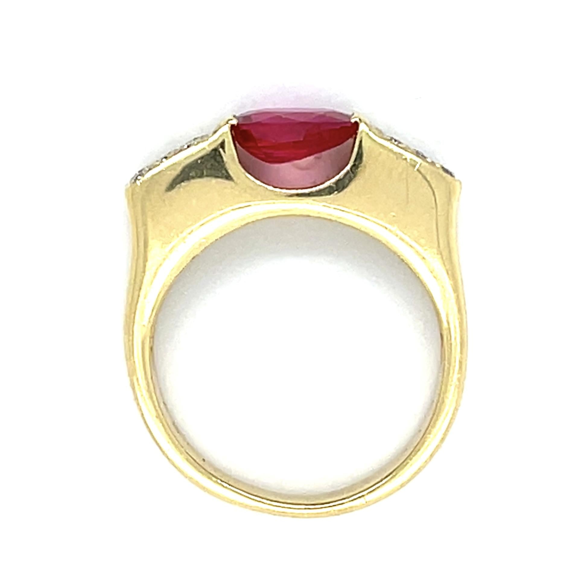1.10ct Ruby .12ct Diamond 18KY 6.01g 5.50 Size