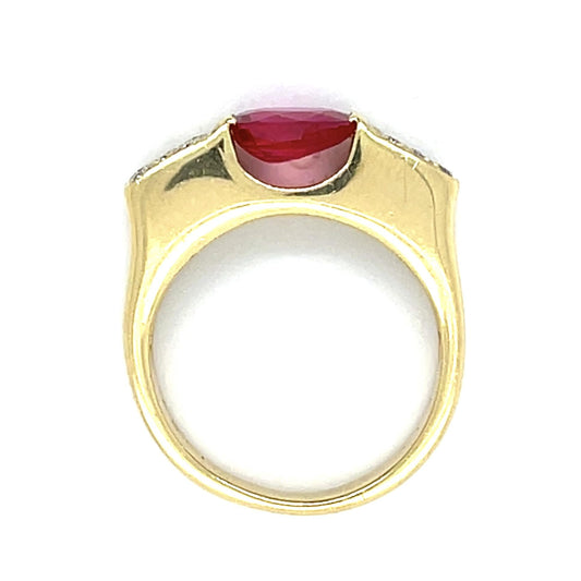 1.10ct Ruby .12ct Diamond 18KY 6.01g 5.50 Size