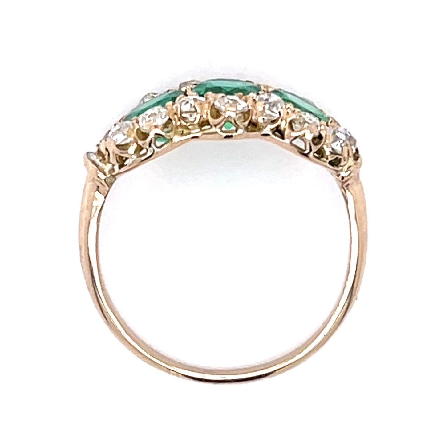 1.13ct Emerald .86ct Diamond 18KY Handmade Ring 3.2g 6.25 Size