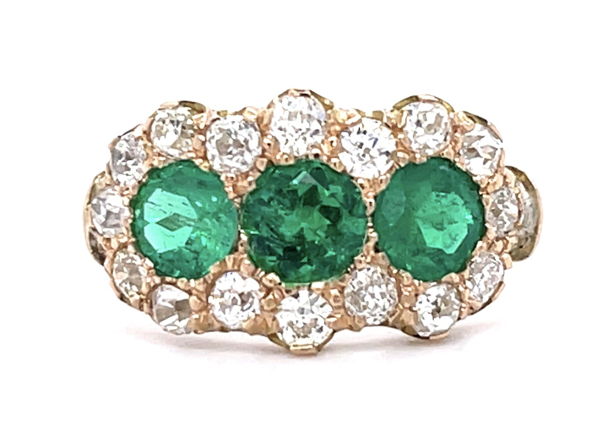 1.13ct Emerald .86ct Diamond 18KY Handmade Ring 3.2g 6.25 Size