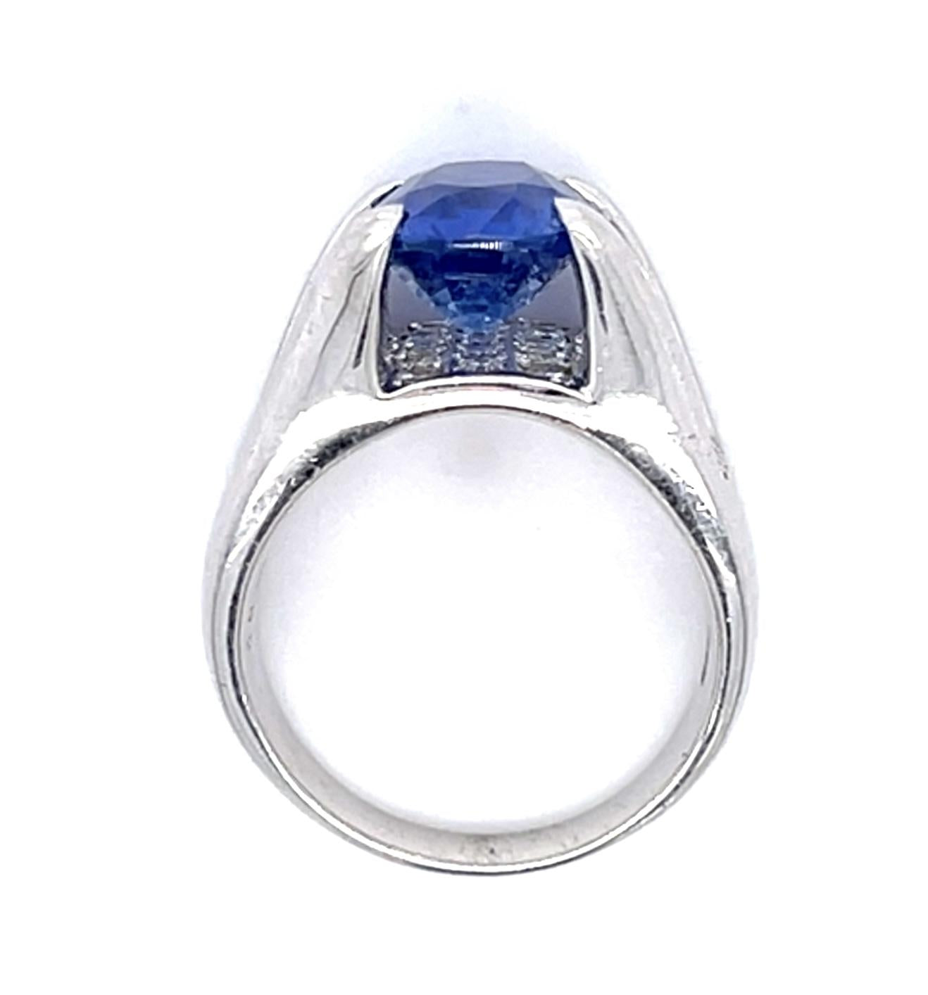4.83ct Ceylon Sapphire .57ct Diamond Platinum Ring 18.99g 6.50 Size